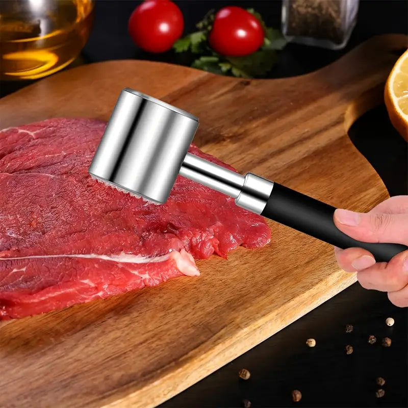 Stainless Steel Meat Tenderizer Hammer with Non-Slip Grip