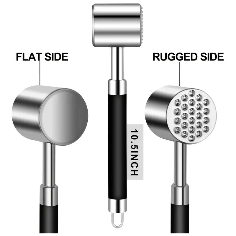 Stainless Steel Meat Tenderizer Hammer with Non-Slip Grip