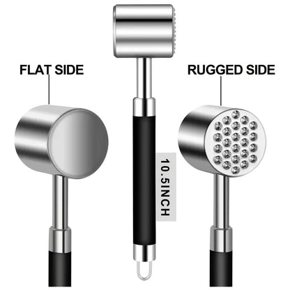 Stainless Steel Meat Tenderizer Hammer with Non-Slip Grip
